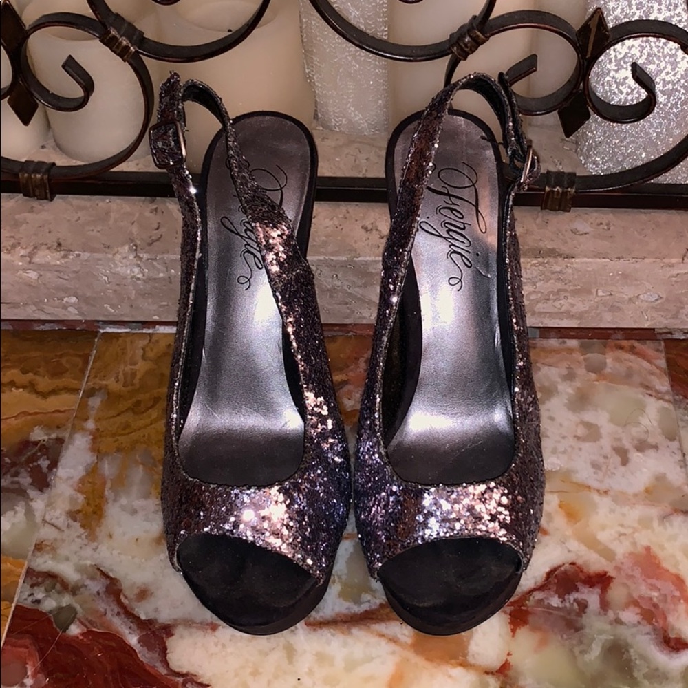 Sexy glitter peep toe heels